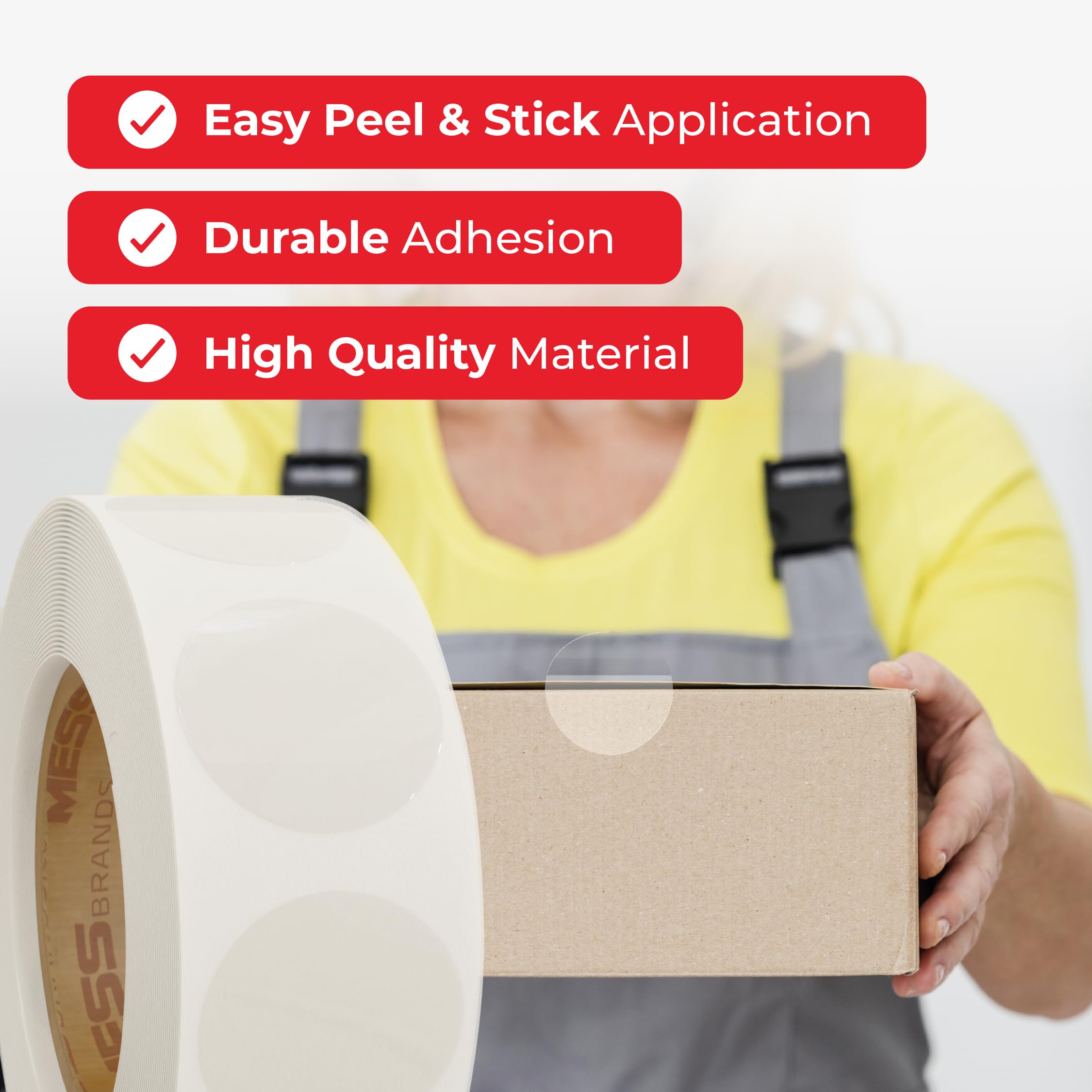 クリア ロールシール Amazon | MESS クリアラウンドラベル(1,000/ロール、1インチ) - 透明